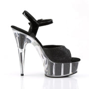 Pleaser DELIGHT-609-5G Platform Sandal (Black Glitter/Black Glitter)