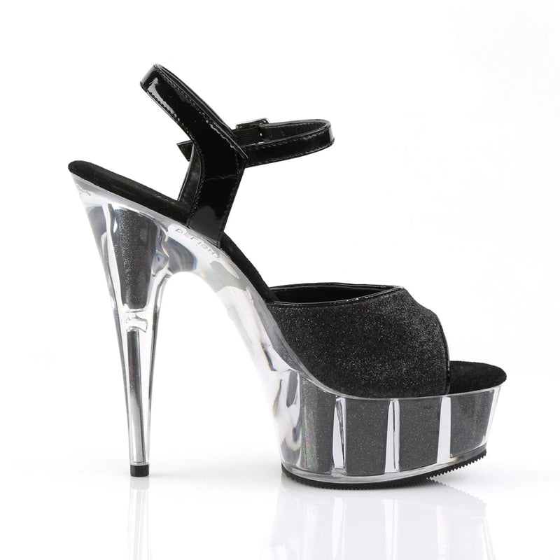 Pleaser DELIGHT-609-5G Platform Sandal (Black Glitter/Black Glitter)