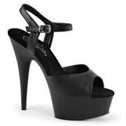 Pleaser DELIGHT-609 Platform Sandal (Black Faux Leather/Black Matte) 5