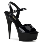Pleaser DELIGHT-609 Platform Sandal (Black Patent/Black)