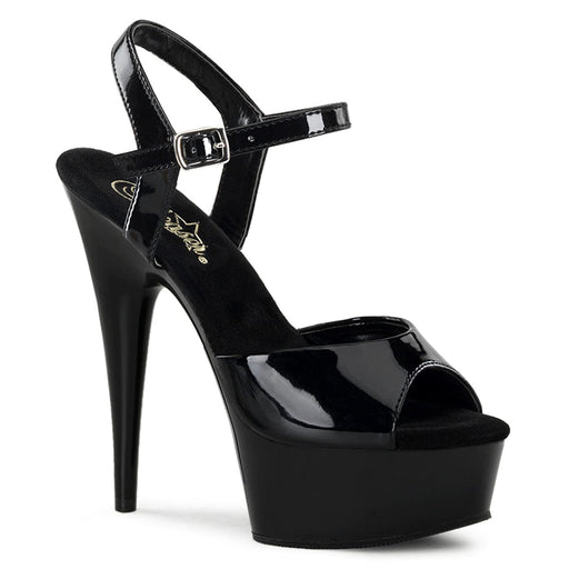 Pleaser DELIGHT-609 Platform Sandal (Black Patent/Black)