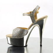 Pleaser DELIGHT-609G Platform Sandal (Gold Multi Glitter/Gold Chrome)