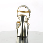 Pleaser DELIGHT-609G Platform Sandal (Gold Multi Glitter/Gold Chrome)