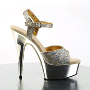 Pleaser DELIGHT-609G Platform Sandal (Gold Multi Glitter/Gold Chrome)