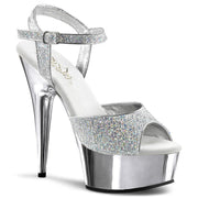 Pleaser DELIGHT-609G Platform Sandal (Silver Multi Glitter/Silver Chrome)