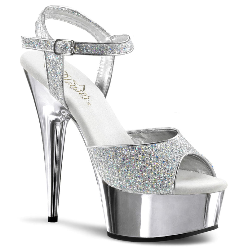 Pleaser DELIGHT-609G Platform Sandal (Silver Multi Glitter/Silver Chrome)