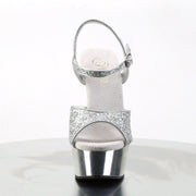 Pleaser DELIGHT-609G Platform Sandal (Silver Multi Glitter/Silver Chrome)