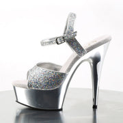 Pleaser DELIGHT-609G Platform Sandal (Silver Multi Glitter/Silver Chrome)