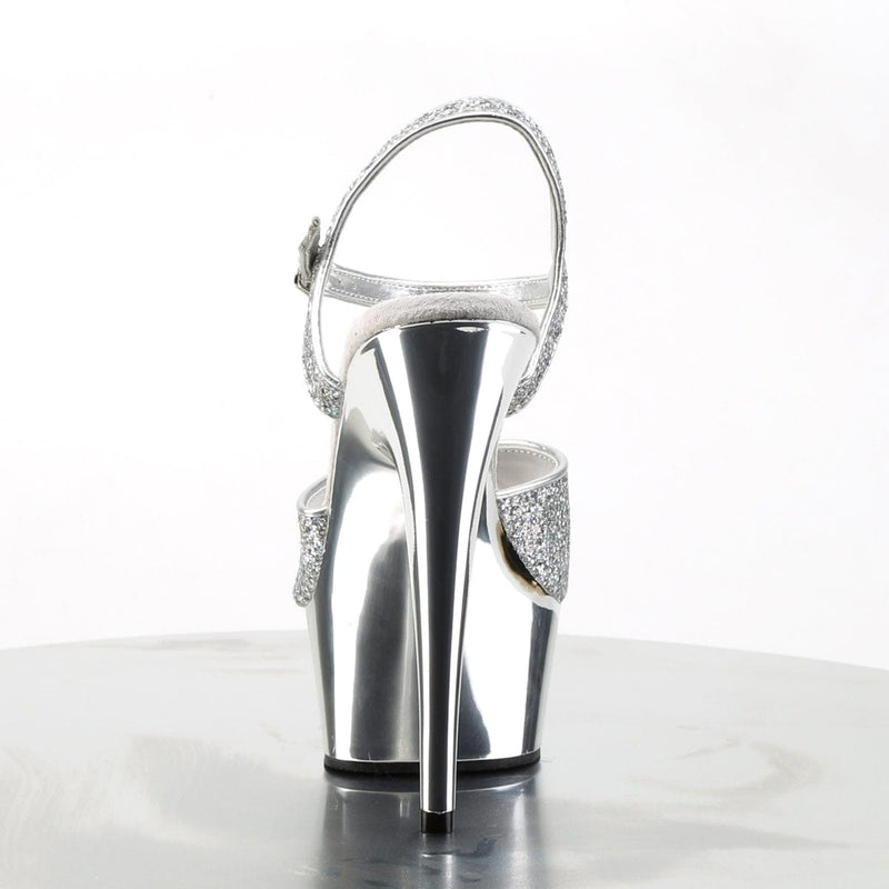 Pleaser DELIGHT-609G Platform Sandal (Silver Multi Glitter/Silver Chrome)