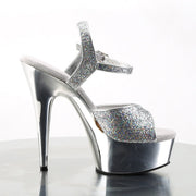 Pleaser DELIGHT-609G Platform Sandal (Silver Multi Glitter/Silver Chrome)