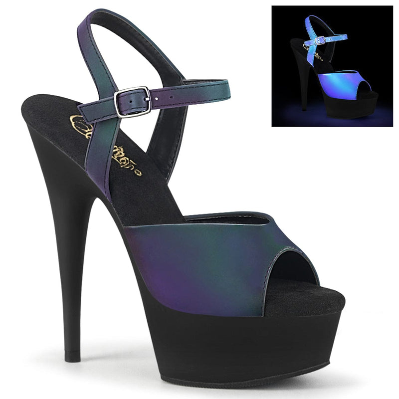 Pleaser DELIGHT-609REFL Platform Sandal (Green Multi Reflective/Black Matte)