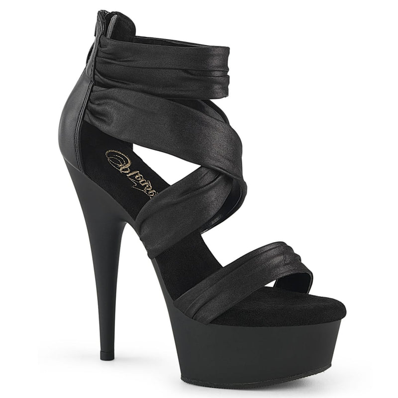 Pleaser DELIGHT-620 Black Faux Leather-Fabric Platform Sandal