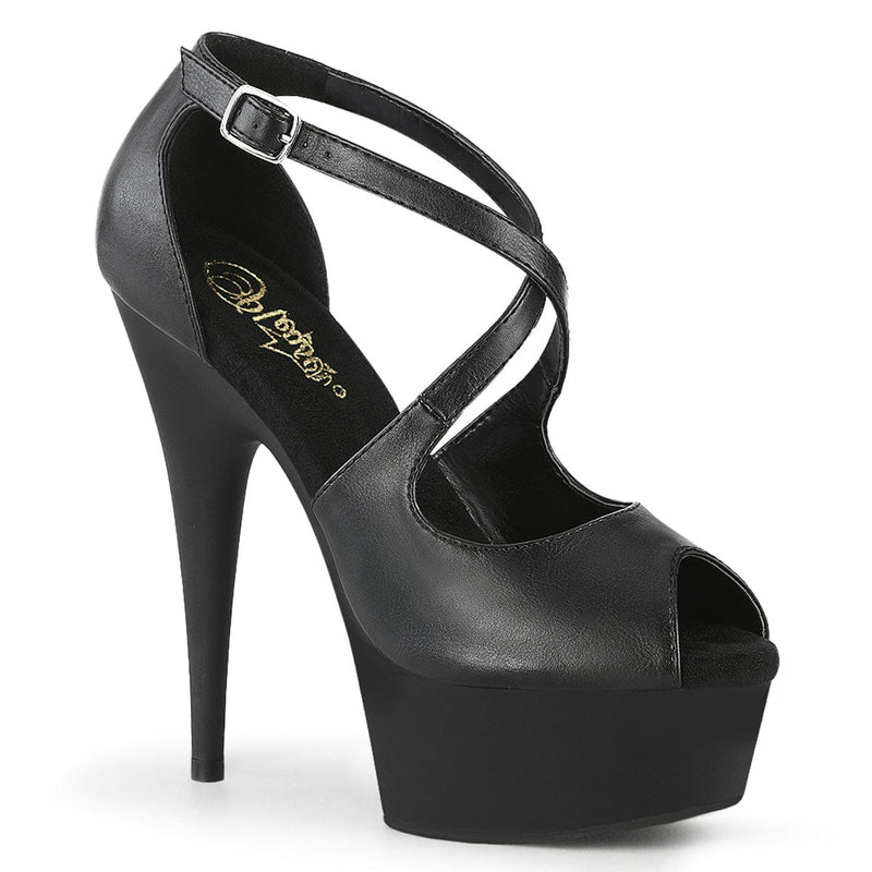 Pleaser DELIGHT-621 Platform Sandal (Black Faux Leather/Black Matte) 5
