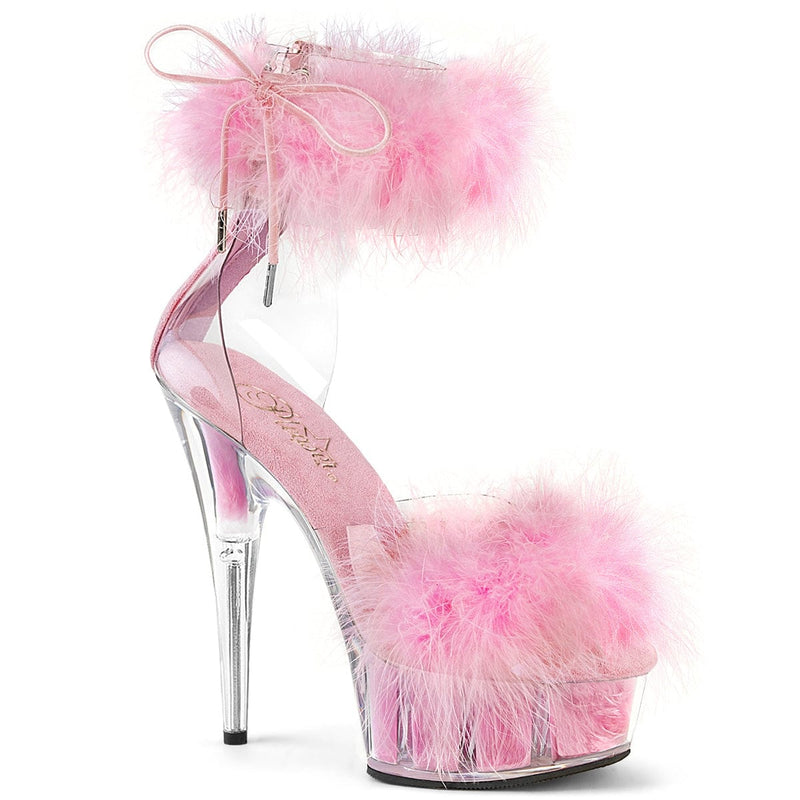 Pleaser DELIGHT-624F Platform Sandal (Clear-Baby Pink Fur/M) 5
