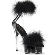 Pleaser DELIGHT-624F Platform Sandal (Clear-Black Fur/M) 5