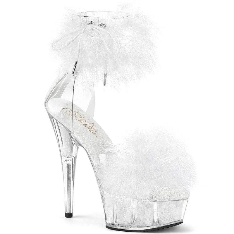 Pleaser DELIGHT-624F Platform Sandal (Clear-White Fur/M) 5