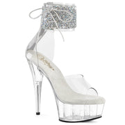 Pleaser DELIGHT-624RS-02 Platform Sandal (Clear-Silver AB Rhinestone/Clear) 5