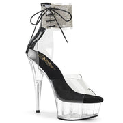 Pleaser DELIGHT-624RS Platform Sandal (Clear-Black/Clear) 5