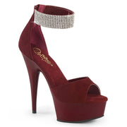 Pleaser DELIGHT-625 Platform Sandal (Burgundy Faux Suede/Burgundy Matte) 5