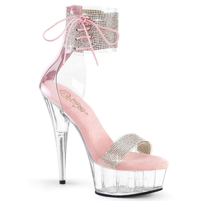 Pleaser DELIGHT-627RS Platform Sandal (Clear-Baby Pink/Clear) 5
