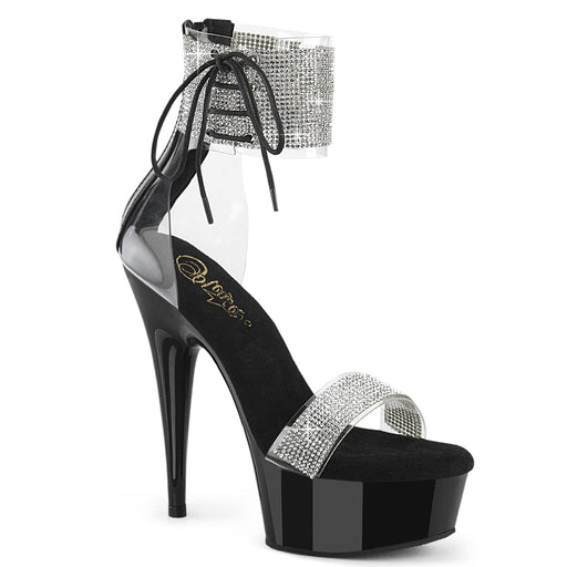 Pleaser DELIGHT-627RS Platform Sandal (Clear-Black/Black) 5