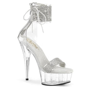 Pleaser DELIGHT-627RS Platform Sandal (Clear-Silver/Clear) 5
