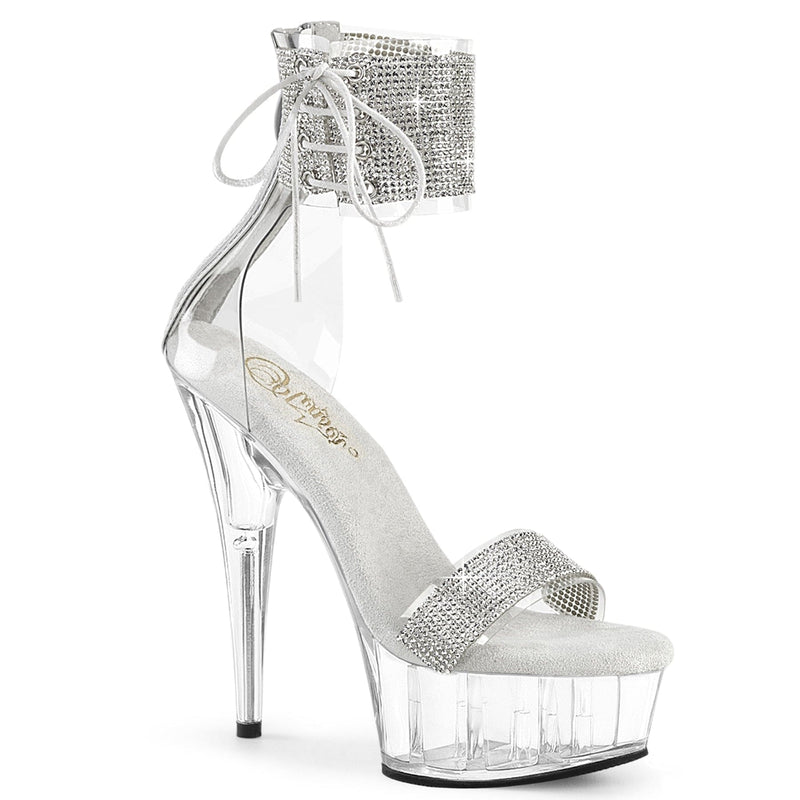 Pleaser DELIGHT-627RS Platform Sandal (Clear-Silver/Clear) 5