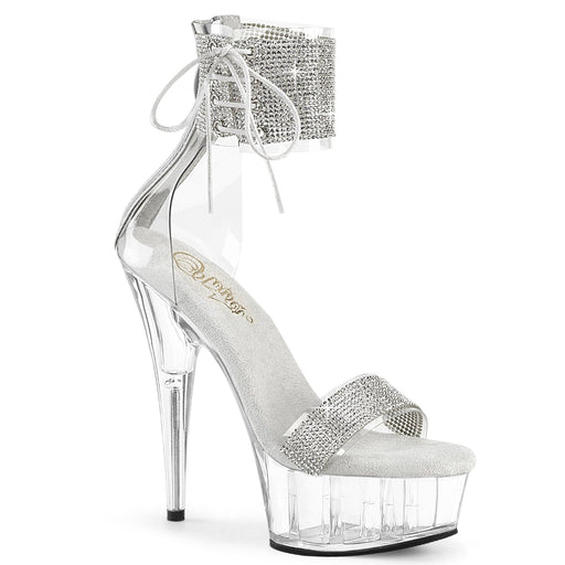 Pleaser DELIGHT-627RS Platform Sandal (Clear-Silver/Clear) 5