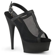 Pleaser DELIGHT-636 Platform Sandal (Black Faux Le-Mesh/Black Matte) 5
