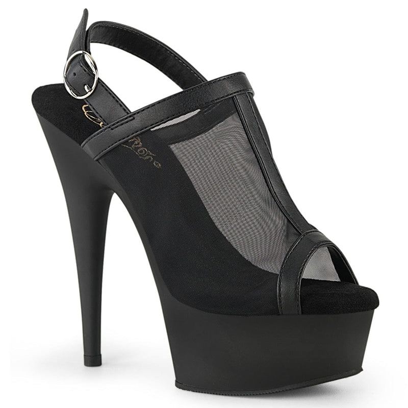 Pleaser DELIGHT-636 Platform Sandal (Black Faux Le-Mesh/Black Matte) 5