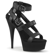 Pleaser DELIGHT-637 Platform Sandal (Black Faux Leather/Black Matte)