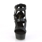 Pleaser DELIGHT-637 Platform Sandal (Black Faux Leather/Black Matte)