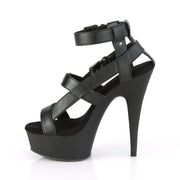 Pleaser DELIGHT-637 Platform Sandal (Black Faux Leather/Black Matte)