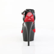 Pleaser DELIGHT-652-1 Platform Sandal (Black Patent-Red Fishnet/Black)
