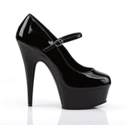 Pleaser DELIGHT-687 Platform Pump (Black Patent/Black)