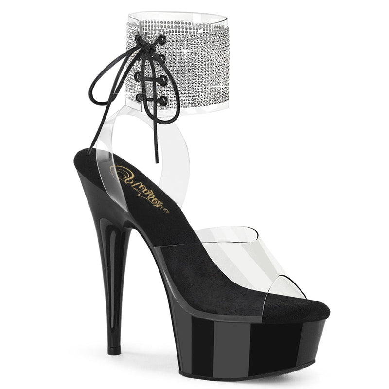 Pleaser DELIGHT-691-2RS Platform Sandal (Clear/Black) 5