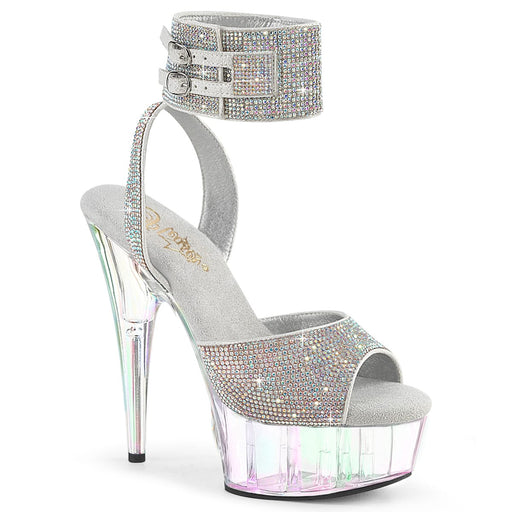Pleaser DELIGHT-691HTRS Silver AB Rhinestones -TPU/Holo Tinted Platform Sandal