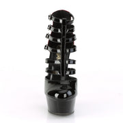 Pleaser DELIGHT-695 Platform Ankle Boot (Black-Red Patent/Black)