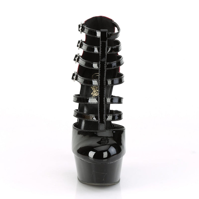 Pleaser DELIGHT-695 Platform Ankle Boot (Black-Red Patent/Black)