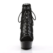 Pleaser DELIGHT-696LC Platform Ankle Boot (Black Mesh-Lace/Black)