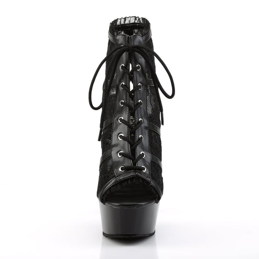 Pleaser DELIGHT-696LC Platform Ankle Boot (Black Mesh-Lace/Black)
