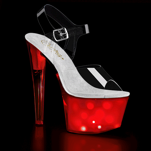 Pleaser DISCOLITE-708 Platform Sandal (Clear/White Glow) 5