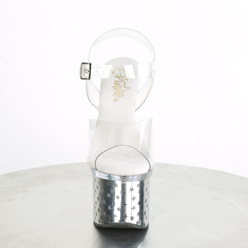 Pleaser DISCOLITE-708STAR Clear/Silver Chrome