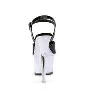 Pleaser DISCOLITE-709 Platform Sandal (Black Patent/White Glow)