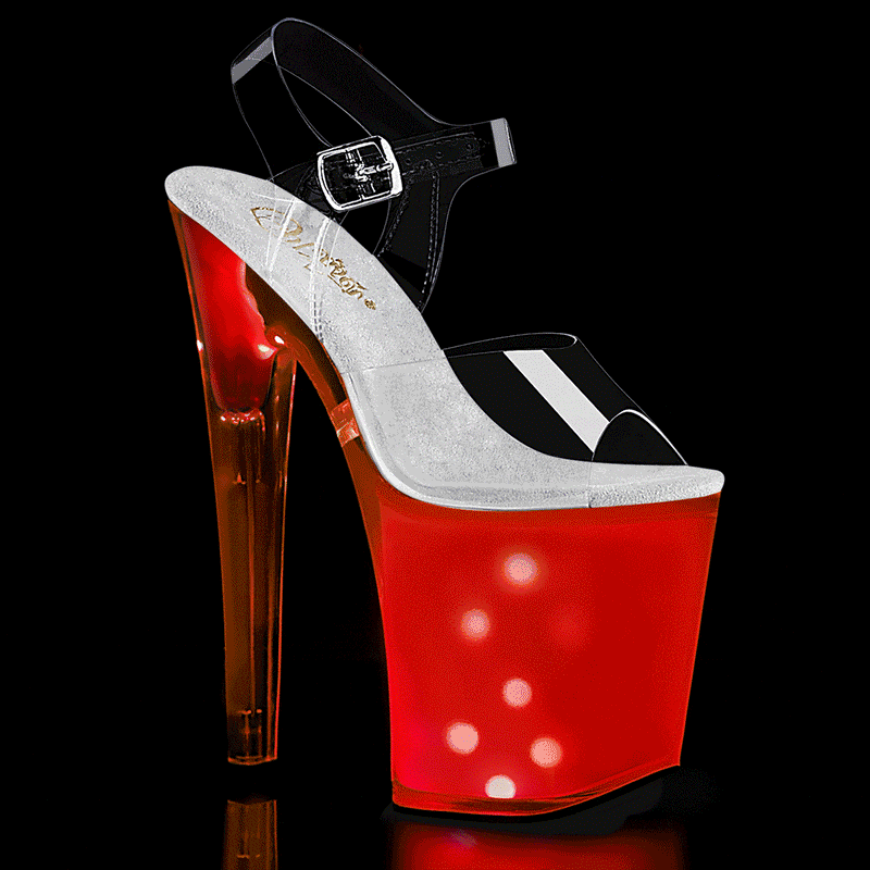 Pleaser DISCOLITE-808 Platform Sandal (Clear/White Glow)