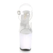 Pleaser DISCOLITE-808 Platform Sandal (Clear/White Glow)
