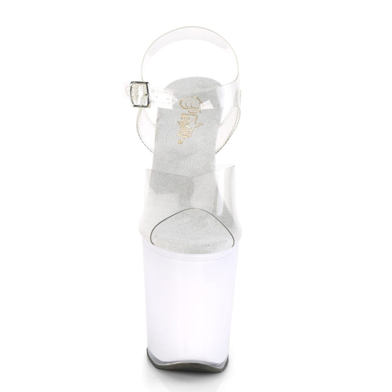 Pleaser DISCOLITE-808 Platform Sandal (Clear/White Glow)