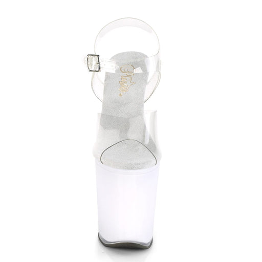 Pleaser DISCOLITE-808 Platform Sandal (Clear/White Glow)