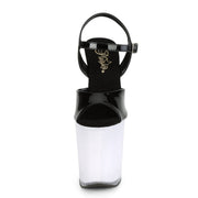 Pleaser DISCOLITE-809 Platform Sandal (Black Patent/White Glow)