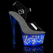 Pleaser ECHOLITE-708 Platform Sandal (Clear/White Glow) 5